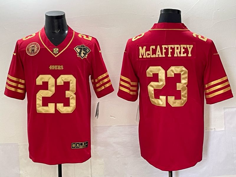 Men San Francisco 49ers #23 Mccafrey Red 75th Nike Limited NFL 2025 Jersey style 05->san francisco 49ers->NFL Jersey